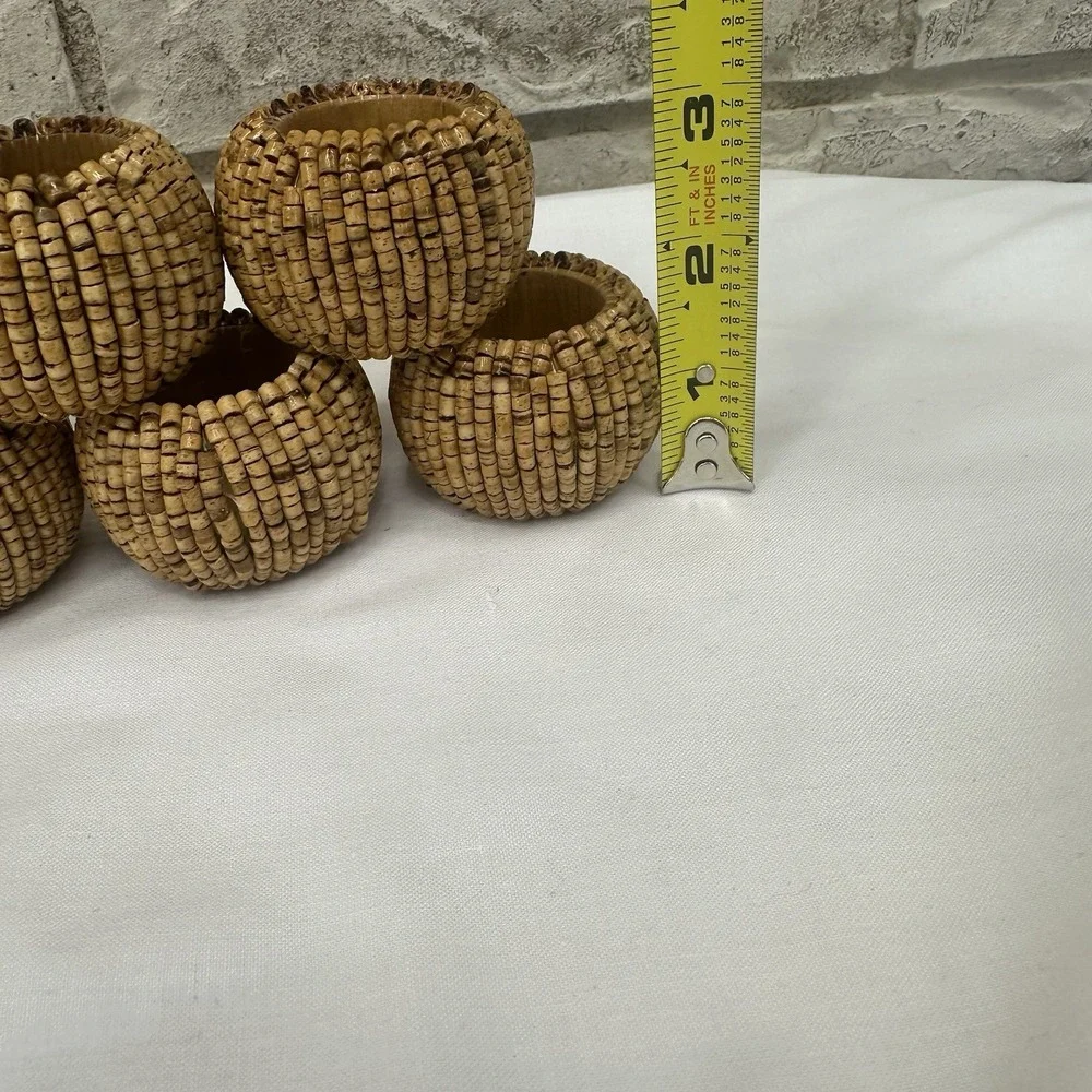 Napkin Rings Natural Mini Wood Beads Set Of 8 Dining Table Decor Boho Rustic